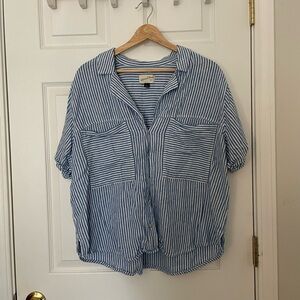 Universal Thread Blue and White Striped Blouse